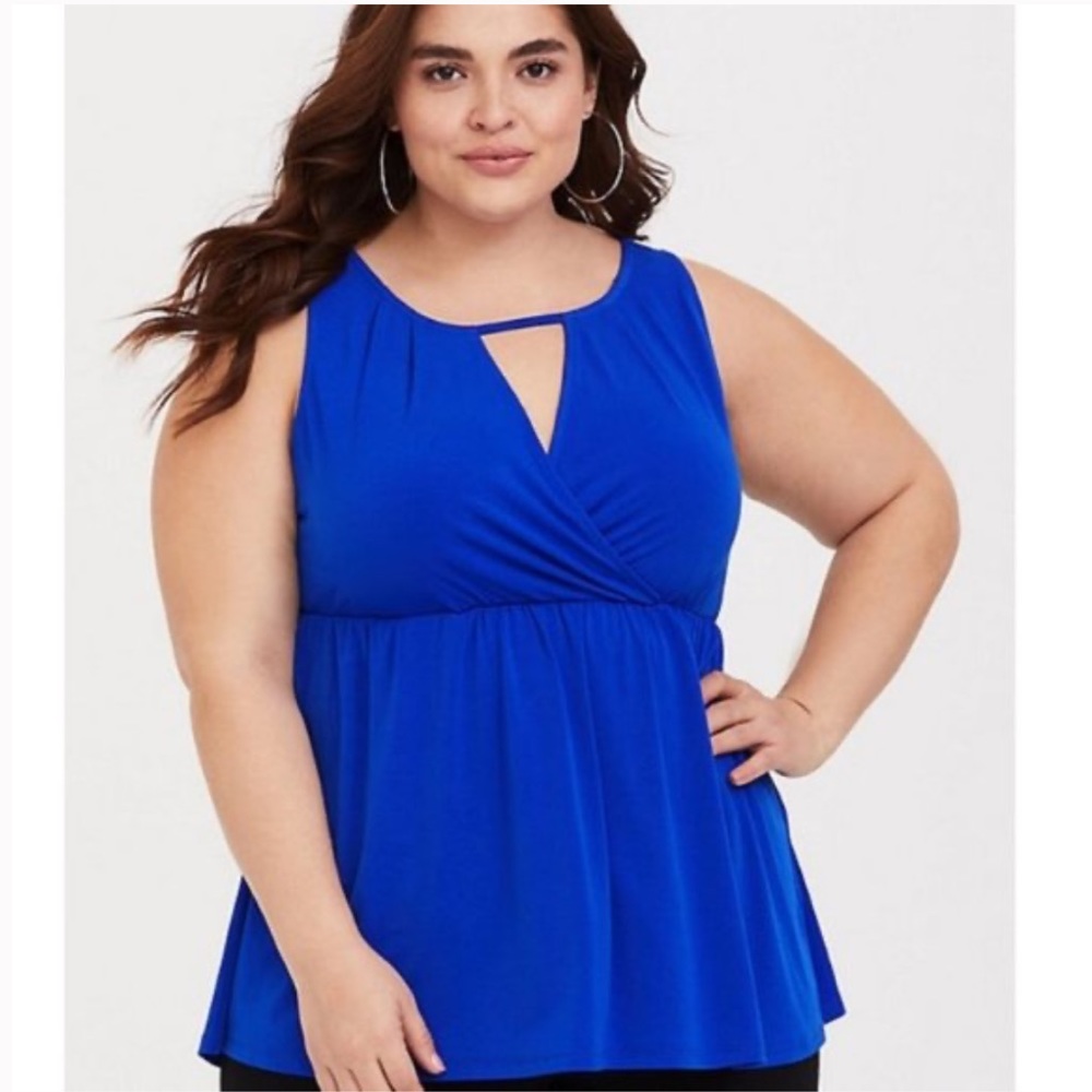 Torrid | Blue Surplice Peplum Sleeveless Top